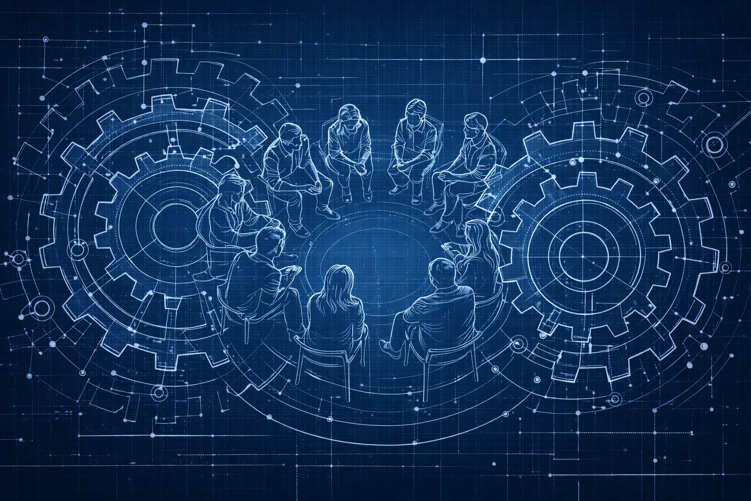 Illustration of a community as a machine
